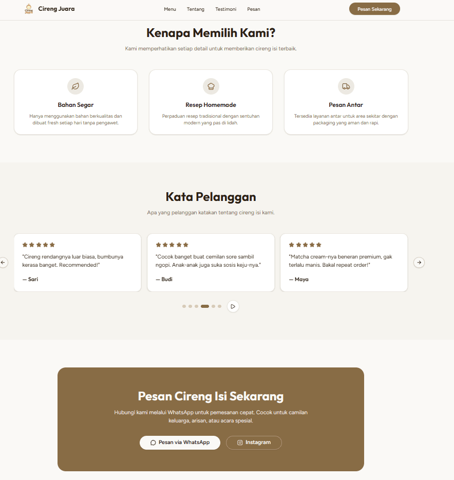 Detail menu Cireng Juara